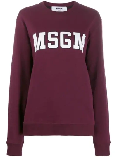 Msgm Logo Print Sweatshirt In Red