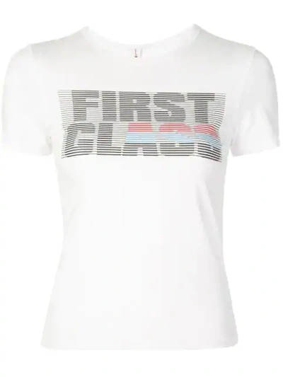 Adam Selman Sport First Class Logo Stretch Cotton Tee In White