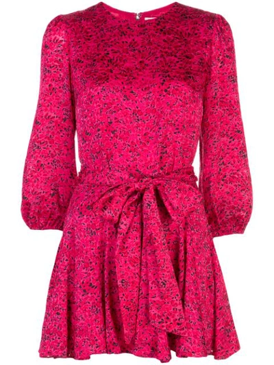 Alice And Olivia Mina Floral Print Puff Sleeve Minidress In Pink