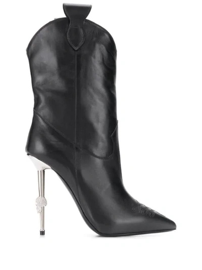 Philipp Plein Pointed Stiletto Boots In Black