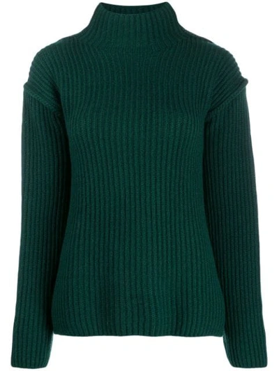 Tory Burch 羊毛&羊绒混纺针织毛衣 In Green