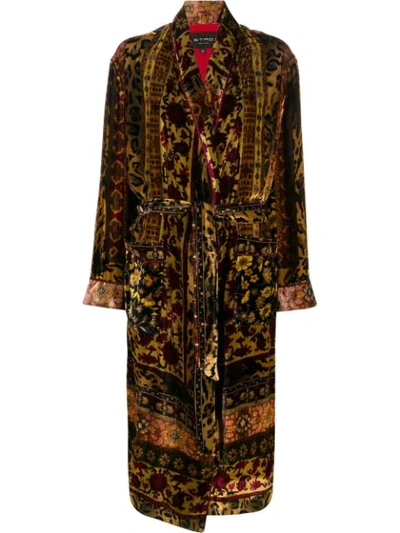 Etro Bristol Single-breasted Mixed Print Coat In Red