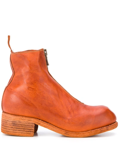 Guidi Zip Detail Boots In Orange