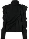 LEMAIRE BUTTON-UP DRAPED ROLL-NECK TOP