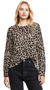 SUNDRY LEOPARD CREW NECK SWEATER