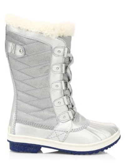 Sorel Disney's Frozen 2 X  Shearling & Faux Fur Waterproof Boots In Pure Silver