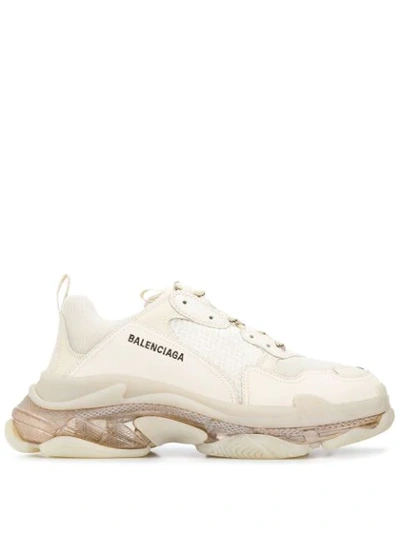 Balenciaga Triple S Clear Sole Sneakers In Neutrals