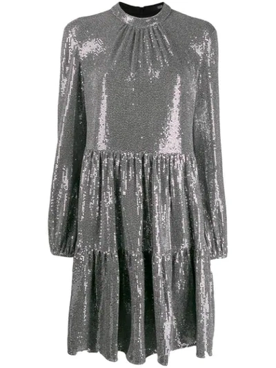 Steffen Schraut Sequin Mini Dress In Silver