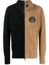 Fendi Maglia Two-tone Zipped Cardigan In Black
