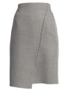 Akris Fringe-trim Faux Wrap Pencil Skirt In Granite