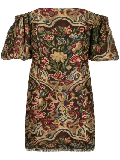 Etro Tapestry Embroidered Mini Dress In Neutrals