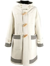 BURBERRY STRIPE DETAILS DUFFLE COAT