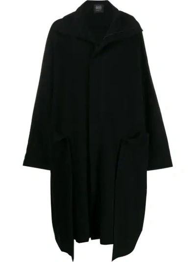 Yohji Yamamoto Wide Seam Oversized Coat In 1 Black