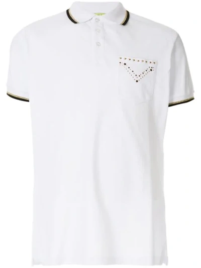 Versace Jeans Studded Chest Pocket Polo Shirt In White