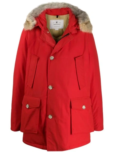 Woolrich Arctic Padded Parka Coat In Red