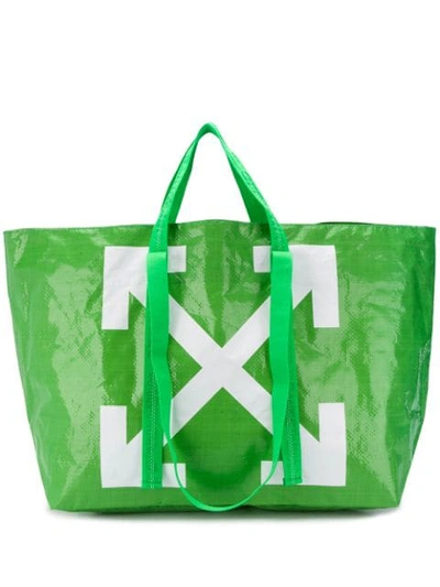 Off-white Arrow Print Tote In 绿色