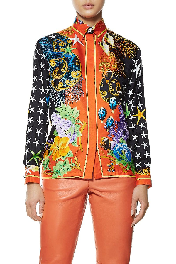 orange versace shirt