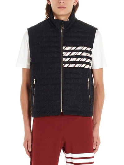 Thom Browne 4 Bar Stripes Vest In Blue