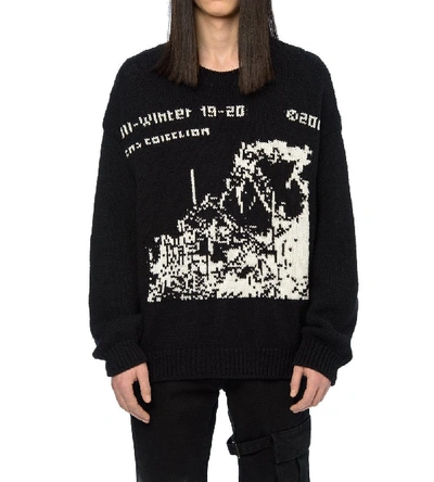 Off-white Ruined Factory Knit Crewneck In Black