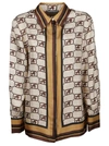 Alberta Ferretti Logo Chain Print Shirt In Beige