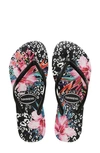 Havaianas Women's Slim Animal Floral Flip Flops In Black