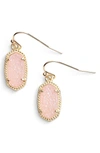 Kendra Scott Lee Small Drop Earrings In Light Pink Drusy/ Gold