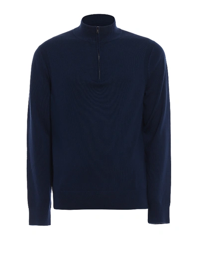 Michael Kors Merino Wool Half-zip Jumper - 100% Exclusive In Blue