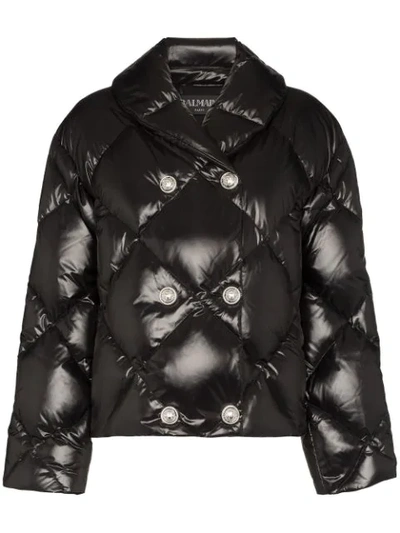 Balmain Button-embellished Quilted Shell Puffer Jacket In Black