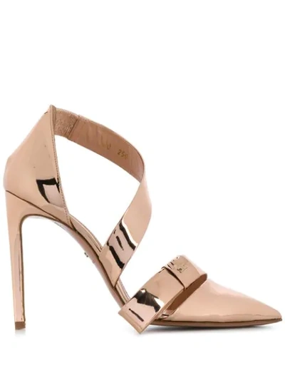 Elisabetta Franchi Pink Faux Leather Heels In 153 Rosa Antico