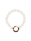 AYM BROWN AND WHITE MONSOON PEARL BRACELET