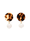 AYM BROWN AND WHITE ANDREIA DISC PEARL EARRINGS