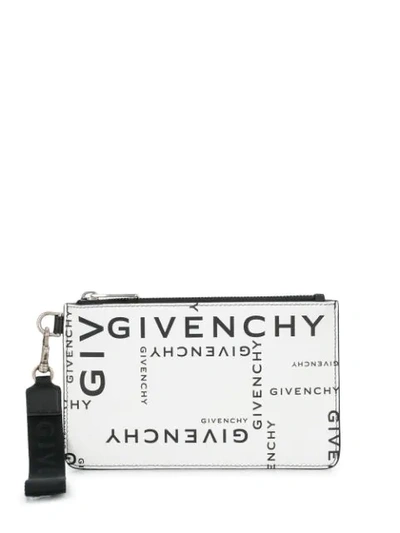 Givenchy All Over Logo Print Pouch In White