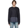 JUNYA WATANABE JUNYA WATANABE NAVY AND GREY JACQUARD SWEATER