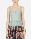 DOLCE & GABBANA BUSTIER WITH TULLE SHOULDER