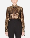 DOLCE & GABBANA GEORGETTE LEOPARD PRINT LAMÉ SHIRT