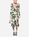 DOLCE & GABBANA ROSE PRINT CHARMEUSE MIDI DRESS