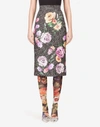 DOLCE & GABBANA TWEED MIDI SKIRT WITH LAMINATED FLOWER PATCHES