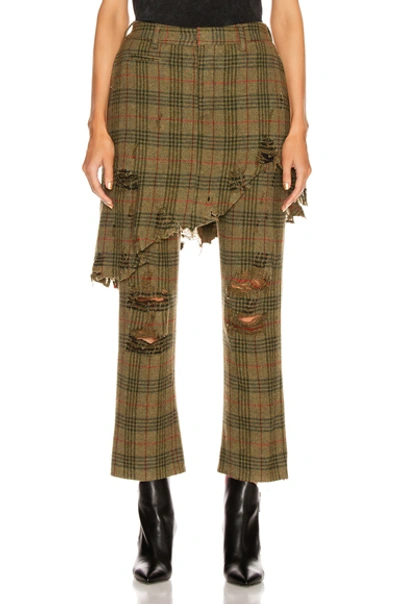 R13 Double Classic Trouser In Green Plaid