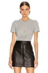 ALEXANDER WANG T T BY ALEXANDER WANG COMPACT BODYSUIT IN HEATHER GREY,TBBY-WS303