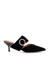 Malone Souliers Maite Crystal-buckle Satin Point-toe Mules In Black