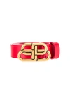 Balenciaga Bb Buckle Belt In Bright Red