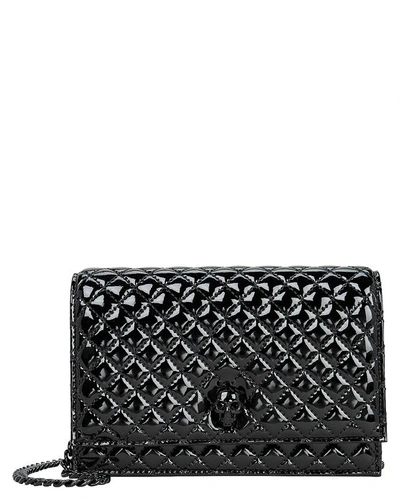 Alexander Mcqueen Quilted Patent Leather Skull Crossbody In Black
