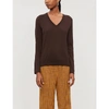 Joseph Brand-embroidered V-neck Wool Jumper In Elephant