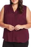 Vince Camuto V-neck Rumple Blouse In Merlot