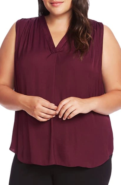 Vince Camuto V-neck Rumple Blouse In Merlot