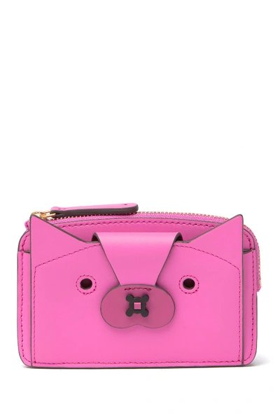 Anya Hindmarch Fox Leather Boxy Compact Wallet In Bubblegum