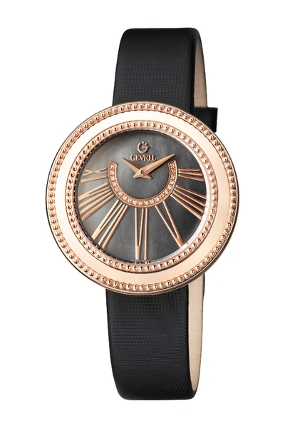 Gevril Women's Fifth Avenue Diamond Swiss Quartz Watch In Black