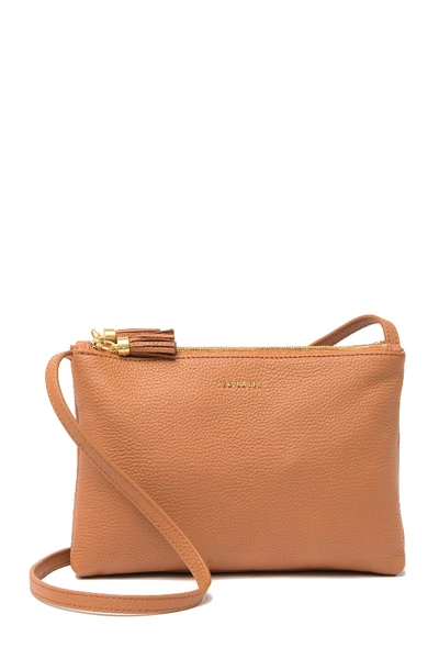 Ted Baker Macey Double Zip Leather Crossbody Bag In Tan