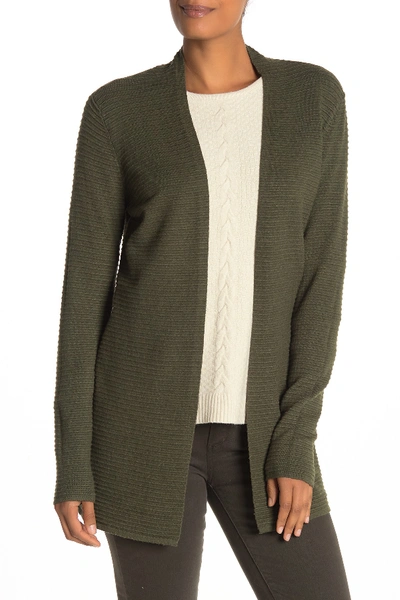 Cyrus Cozy Ribbed Open Front Cardigan In Burnt Oliv