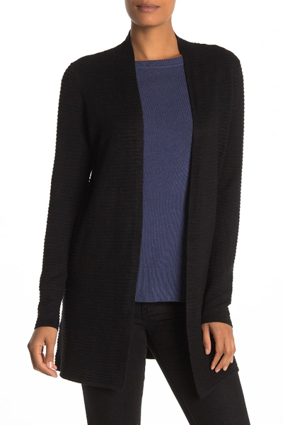 Cyrus Cozy Ribbed Open Front Cardigan In Black